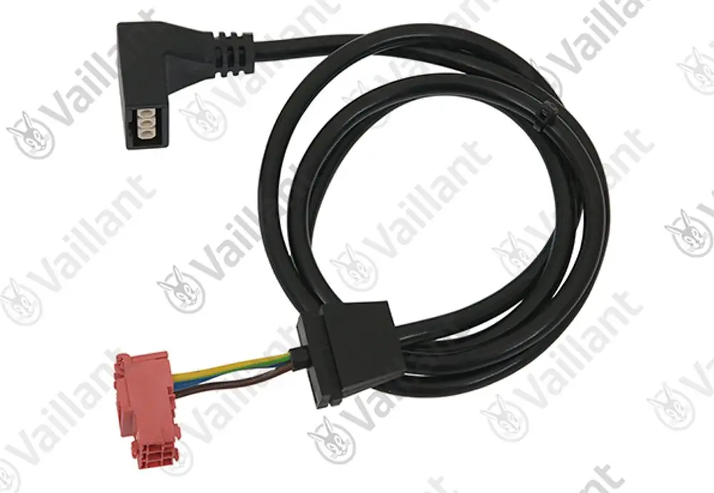 Kabel von Vaillant mit mehreren Anschlüssen, darunter ein eckiger sowie ein rechteckiger Stecker, geeignet für die Verbindung mit einer Solar-Pumpe.